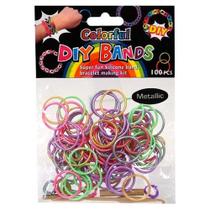 Pulseiras de recarga DIY Bands Metallic Rainbow 100 unidades com clipes
