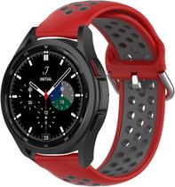 Pulseiras de relógio compatíveis com Samsung Galaxy Watch 4/Galaxy Active 2 40 mm 44 mm pulseiras, pulseira esportiva de liberação rápida de silicone macio de 20 mm pulseira respirável para relógio Galaxy (vermelho/cinza, 20 mm)