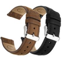 Pulseiras de relógio Fullmosa Leather 20mm para homens e mulheres, pacote com 2