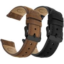 Pulseiras de relógio Fullmosa Leather 20mm Quick Release, pacote com 2