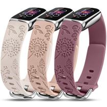 Pulseiras de relógio Minyee com gravura floral Fitbit Luxe, pacote com 3 mulheres