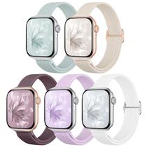 Pulseiras de relógio Osochic Slim Braided Elastchy Nylon, pacote com 5, 40-49 mm