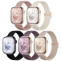 Pulseiras de relógio Osochic Slim Braided Elastchy Nylon, pacote com 5, 40-49 mm