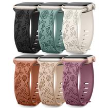 Pulseiras de relógio SNBLK com gravação floral Apple, pacote com 6, 38 mm a 49 mm