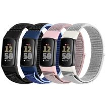 Pulseiras de relógio VNDAPT compatíveis com nylon Fitbit Charge 6/5, pacote com 4