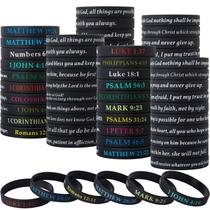 Pulseiras de silicone com versículos bíblicos QEERBSIN Christmas 100 unidades Pulseiras de silicone com versículos bíblicos QEERBSIN Christmas 100 unidades