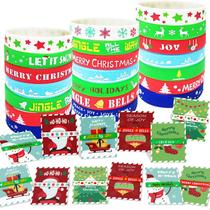 Pulseiras de Silicone de Natal OumuaMua - Pacote com 50 Unidades e Etiquetas