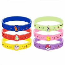 Pulseiras de Silicone Pokémon Infantis - Kit com 12 Peças (Pikachu, Charmander e Outros)