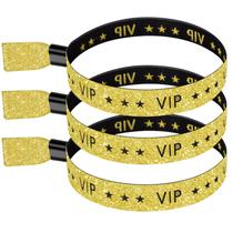 Pulseiras de tecido WristPhonbon VIP, pacote dourado de 100 pulseiras para eventos