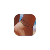 Pulseiras de tornozeleira ChicSilver Black Layered Beaded Heart