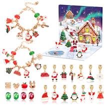 Pulseiras do calendário do advento JOYOFXMAS 2024 com 2 kits de bricolage Pulseiras do calendário do advento JOYOFXMAS 2024 com 2 kits de bricolage