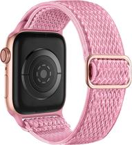 Pulseiras elásticas compatíveis com Apple Watch 44 mm 45 mm 42 mm 41 mm 40 mm 38 mm para mulheres e homens, pulseira trançada ajustável de loop solo macio para Apple Watch SE 40 mm Série 7, série 6, série 5 4 3 2 1 rosa
