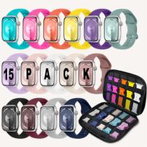 Pulseiras Esportivas Brigtlaiff para Apple Watch (38mm a 49mm) - Pacote com 15 Unidades Pulseiras Esportivas Brigtlaiff para Apple Watch (38mm a 49mm) - Pacote com 15 Unidades