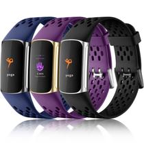 Pulseiras esportivas de reposição Maledan para Fitbit Charge 5/6, pacote com 3