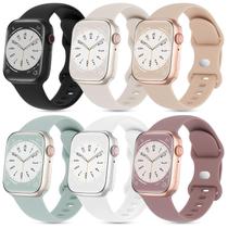 Pulseiras esportivas de silicone compatíveis com o Apple Watch, pacote com 6