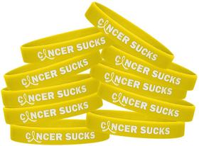 Pulseiras Fight Like a Girl Cancer Sucks Amarelas - Pacote com 10 Pulseiras Fight Like a Girl Cancer Sucks Amarelas - Pacote com 10