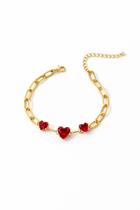 Pulseiras folheadas com pedra cristal de vidro de coração Cores:Avermelhado Pulseiras folheadas com pedra cristal de vidro de coração Cores:Avermelhado