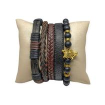 Pulseiras Garra Masculinas De Couro Kit C/5 Couro Valente Pulseiras Garra Masculinas De Couro Kit C/5 Couro Valente