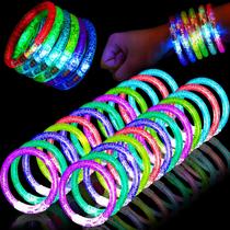 Pulseiras Glow Njzwxzw, pacote com 24 luzes LED intermitentes, 6 cores Pulseiras Glow Njzwxzw, pacote com 24 luzes LED intermitentes, 6 cores