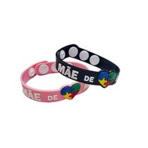 pulseiras identificação autismo 22cm pai e mãe de autista com regulagem cores preta azul rosa 10un