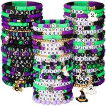 Pulseiras Landical 66 peças de Halloween com contas de argila de polímero Pulseiras Landical 66 peças de Halloween com contas de argila de polímero