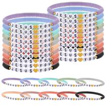 Pulseiras Landical Jesus Loves You para crianças, 30 peças de contas de argila Pulseiras Landical Jesus Loves You para crianças, 30 peças de contas de argila
