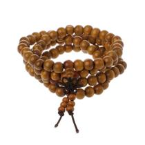 Pulseiras LINLIN, sândalo natural, contas de 8 mm, 108 contas de madeira