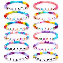 Pulseiras Lorfancy Kids Girls Letter Beads 12 unidades Pulseiras Lorfancy Kids Girls Letter Beads 12 unidades