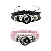 Pulseiras Luminosas Sol E Lua Para Casal, Ajustáveis, Trançadas Em Preto, Joias Da Moda, Presentes