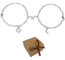 Pulseiras Magnéticas Casal Namorados Sol E Lua Kit Imã 21 Cm