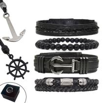 Pulseiras Masculinas Kit C/04 ÂNCORA MARINHEIRO + 2 Colares Flecha Top de Linha