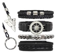 Pulseiras Masculinas Kit C/04 Bussola + 2 Colares Flecha Top