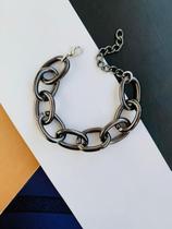 Pulseiras Maxi banhadas a Ródio Negro corrente Maximalista elos g