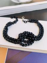 Pulseiras Maxi banhadas com detalhe em Nó Veneziana pulseira preta