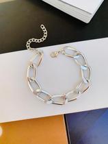 Pulseiras Maxi banhado a Prata branca modelo martelado pulseira unissex Unissex