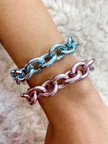 Pulseiras Maxi coloridas Banhada Barbie Core Azul e Rosa