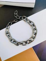 Pulseiras Maxi folheado a Ródio Negro modelo cadeado trabalhado pulseira masculina Unissex Pulseiras Maxi folheado a Ródio Negro modelo cadeado trabalhado pulseira masculina Unissex