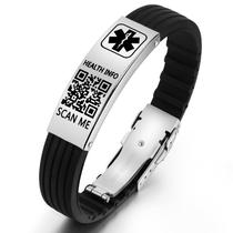 Pulseiras médicas Theluckytag com código QR para homens e mulheres Pulseiras médicas Theluckytag com código QR para homens e mulheres