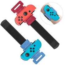 Pulseiras MENEEA para Nintendo Switch Just-Dance 2025 2024 2023 e para Zumba Burn It Up para Joy-Con, pacote com 2 pulseiras vermelhas/azuis