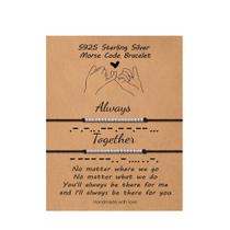 Pulseiras Morse Code Ieftop Always Together, 2 peças em prata S925