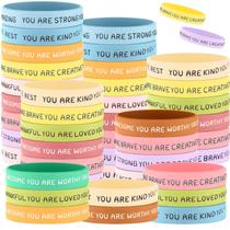 Pulseiras motivacionais Roowest 120 unidades para crianças de silicone Pulseiras motivacionais Roowest 120 unidades para crianças de silicone