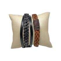 Pulseiras Paint Black Masculinas Premium Kit C/2 Fecho Metal Pulseiras Paint Black Masculinas Premium Kit C/2 Fecho Metal