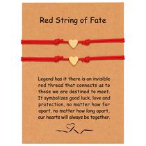 Pulseiras para casais OBSUN Long Distance Relationship Red String Pulseiras para casais OBSUN Long Distance Relationship Red String