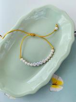 Pulseiras personalizadas Macramê com perolas pulseira com nome em miçangas