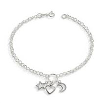 Pulseiras Prata Legitima 925 Elo Com Pingente De Coração Pulseiras Prata Legitima 925 Elo Com Pingente De Coração