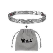 Pulseiras saúde energia pulseira masculina cruz aço inoxidável magnético homens bolsa de prata dourada