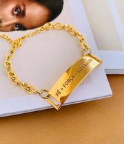 Pulseiras Semi Joia Verniz Italiano bridão a ouro fé força e coragem