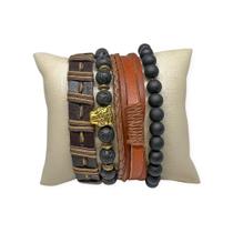 Pulseiras Siena Masculinas De Couro Kit C/4