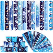Pulseiras Snap Durony Snowflake, tema de inverno, 48 peças