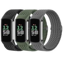 Pulseiras trançadas Solo Loop Bands para Fitbit Charge 6/5, pacote com 3